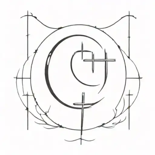 The Moon Bleeding And Pierced By Thin Crosses