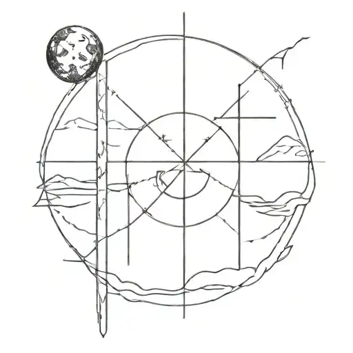 The Bold Moon Bleeding And Pierced By Thin Crosses