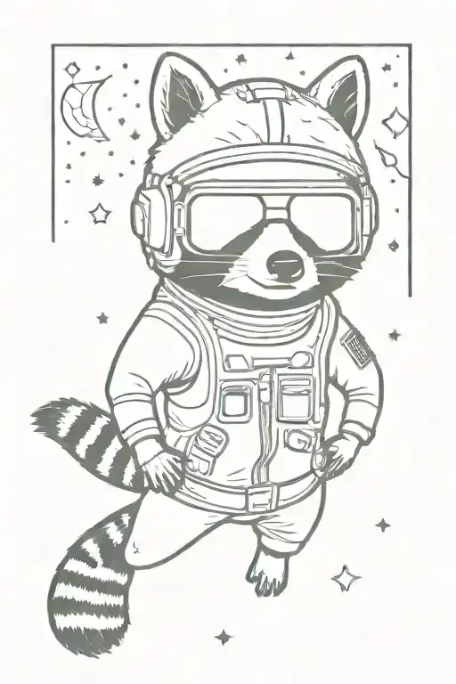 Raccoon Astronaut Wearing Sunglasses Floating In Space