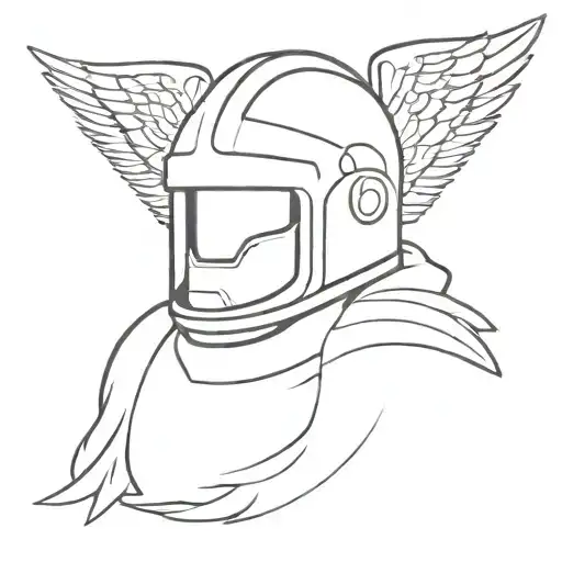 Minimalist Fire Helmet Surrounded By Angel Wings