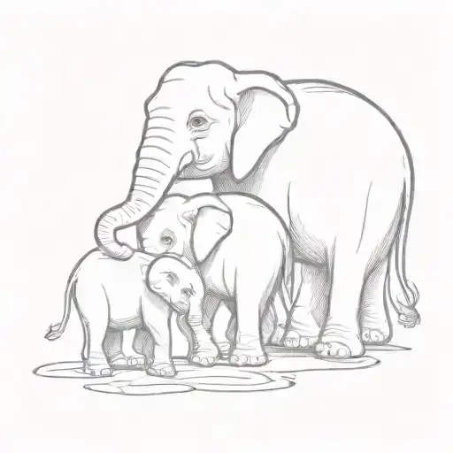 Elephant With Kids