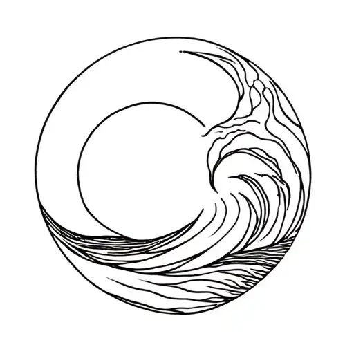 Waves Sun And Moon Fine Line