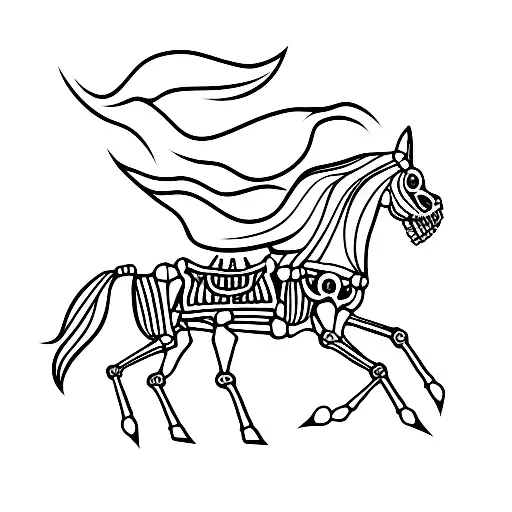 Skeleton On A Horse Carrying The Rebel Flag