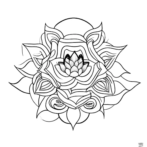 A Minimalist Tattoo Design Shaped As A Lady Figure In Lotus Pose And Hair As Tree Branches