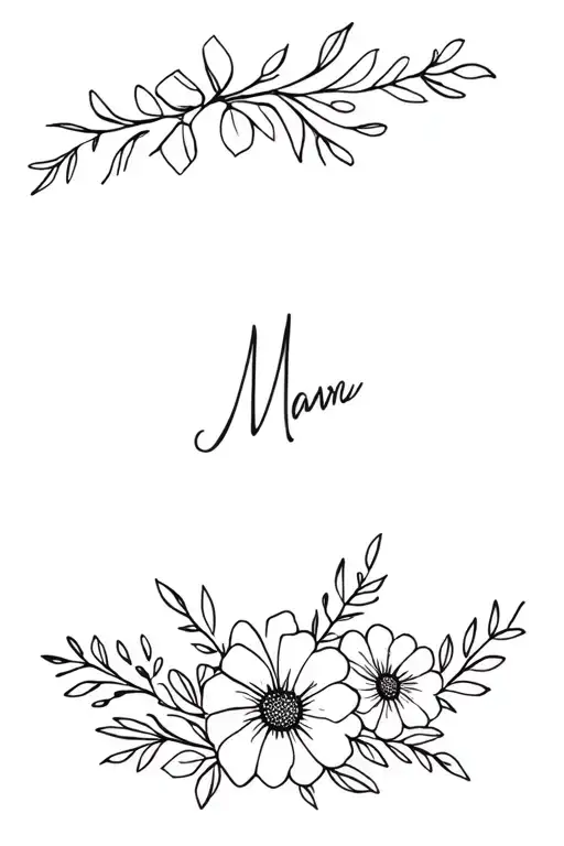 Name Incorporated In Bouquet Of Flowers Intertwined