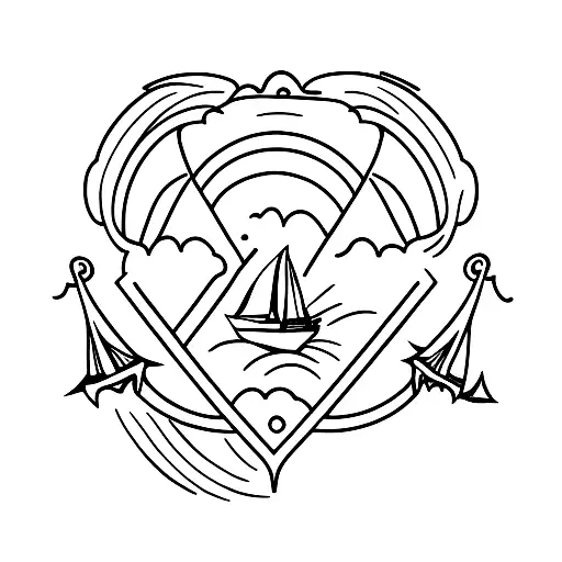 Sailboat With Wave And Anchor