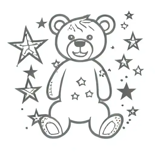 Teddy Bear With Stars Behind It
