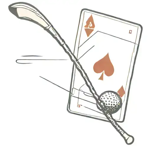 Playing Card And A Golf Club Crossed