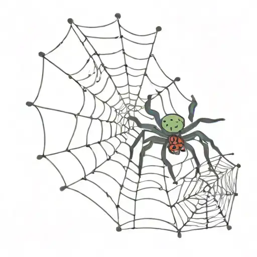 Cute Colorful Spider And Web