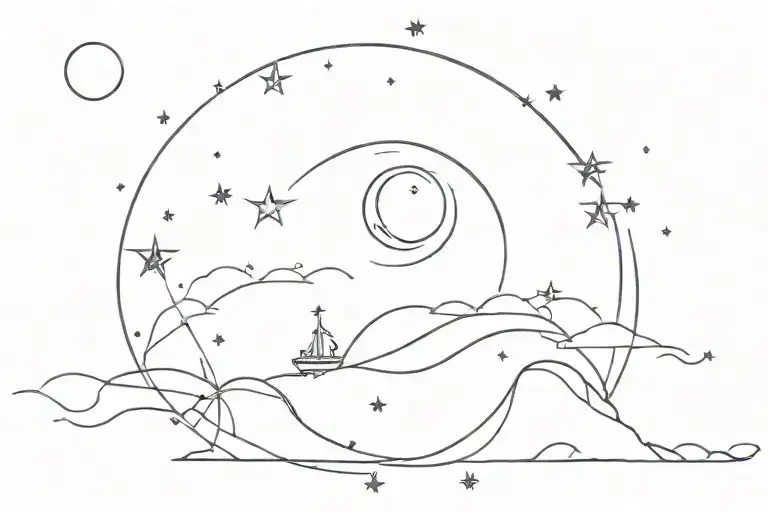 Come Back To Earth Written With A Moon And Stars And A Sun