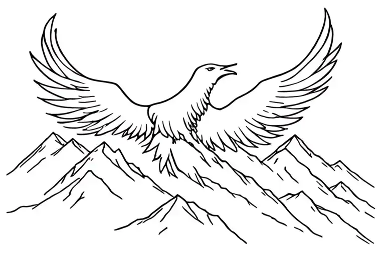 Phoenix Soaring Over A Mountain Range