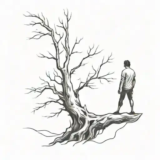 Dead Tree And Man Figure Standong