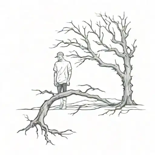 Dead Tree And Man Figure Standing