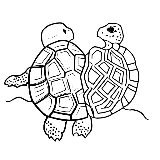 Big Turtle And Little Turtle Holding Hands