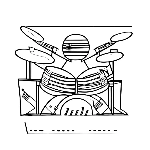 A Minimalist Representation Of A Drum Kit With Each Drum Made Up Of Different Musical Symbols