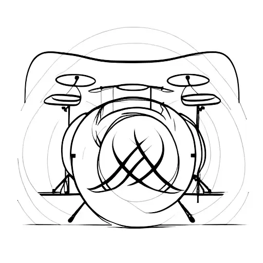 A Minimalist Tattoo Of A Drumset With The Drumsticks Forming An Infinity Symbol