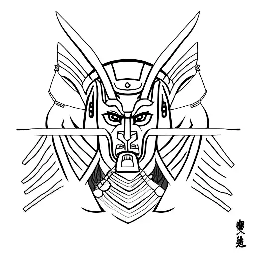 Anubis As A Samurai Warrior In A Traditional Japanese Setting