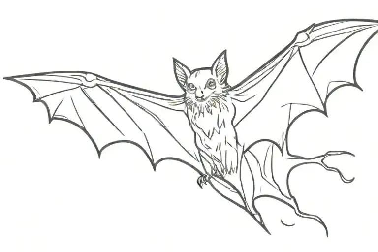 Bat With Open Wings Spread