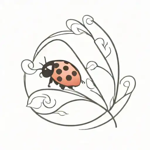 Red Ladybug Leaving A Path In The Shape Of Number Two