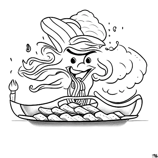 Fine Line French Fry Cartoon Caracter