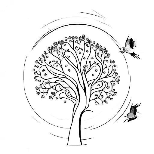 Tree Of Life With M C J S And A Red Cardinal