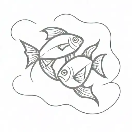 A Graffiti-style Design Of Two Fish Swimming In Opposite Directions