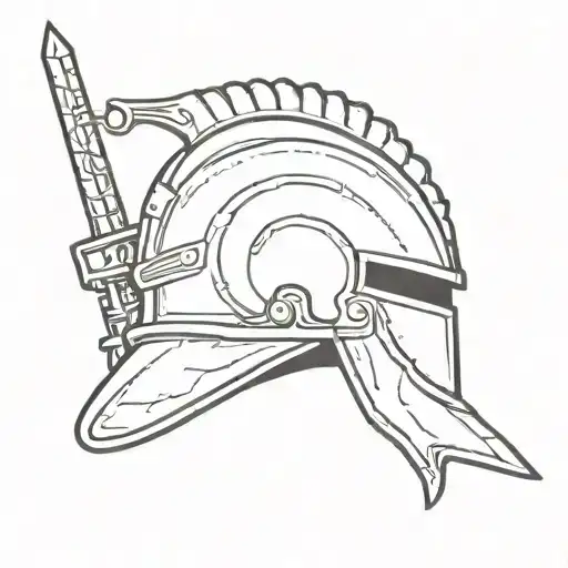 A Sprat's Helmet Pierced By A Sword