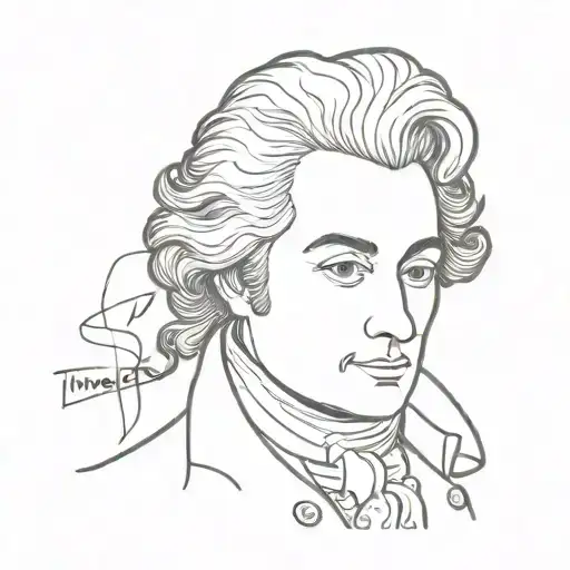 Mozart Portrait Simplified With Notes As Hair