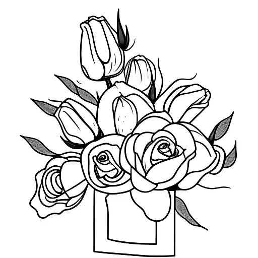 Rose And Tulip In A Bouquet