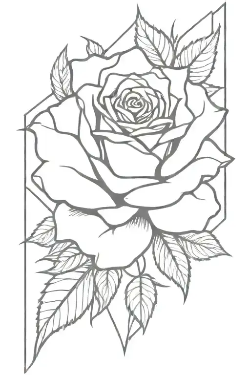 Full Rose Surrounded By Two Knives