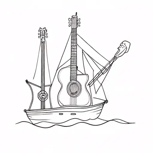 Acoustic Guitar And Ship