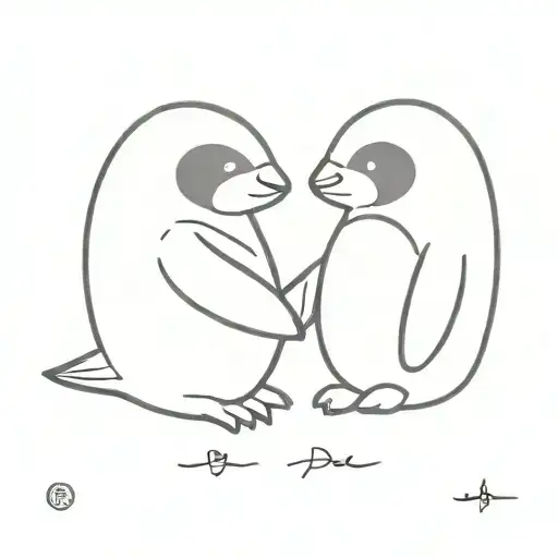 Penguin And Panda Holding Hands