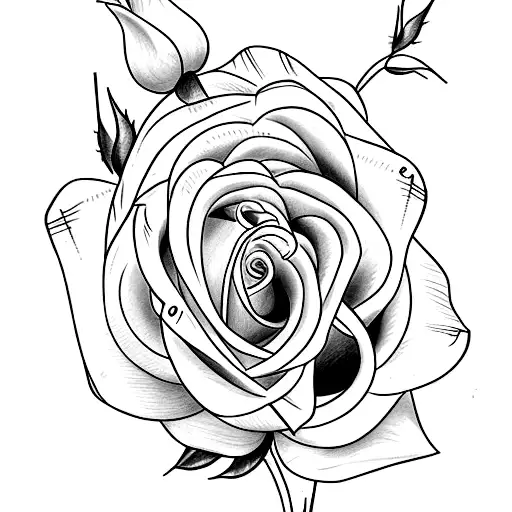 Sketch Style Rose With Stem And Closed Flower For Inside Of Forearm