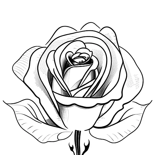 Side Profile Sketch Style Rose With Stem And Closed Flower For Inside Of Forearm