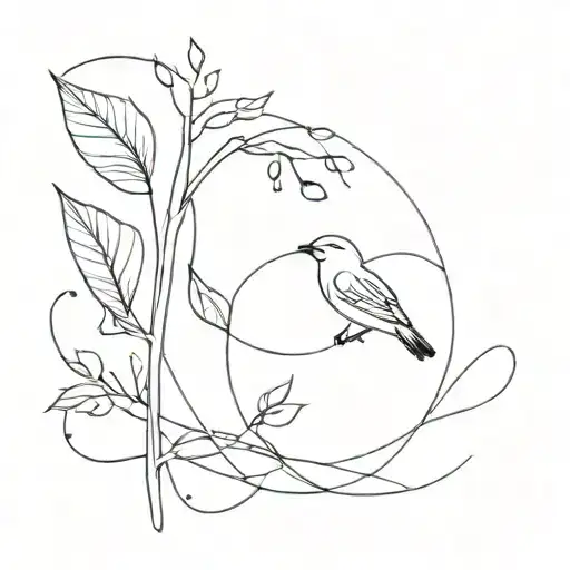 An Abstract Minimalist Tattoo Symbolizing The Interconnectedness Of Nature And Self-awareness