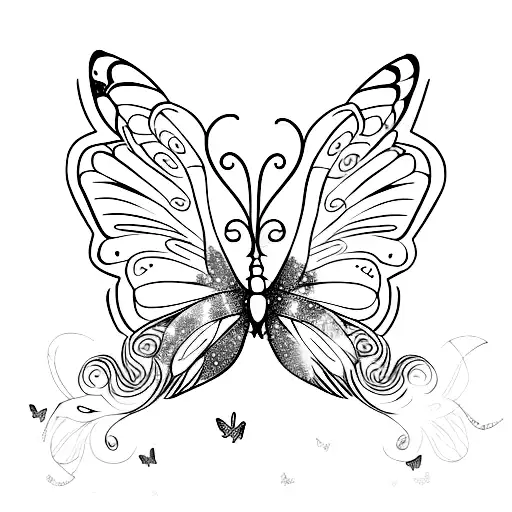 Butterfly Fairy Wings Swirly With Stars