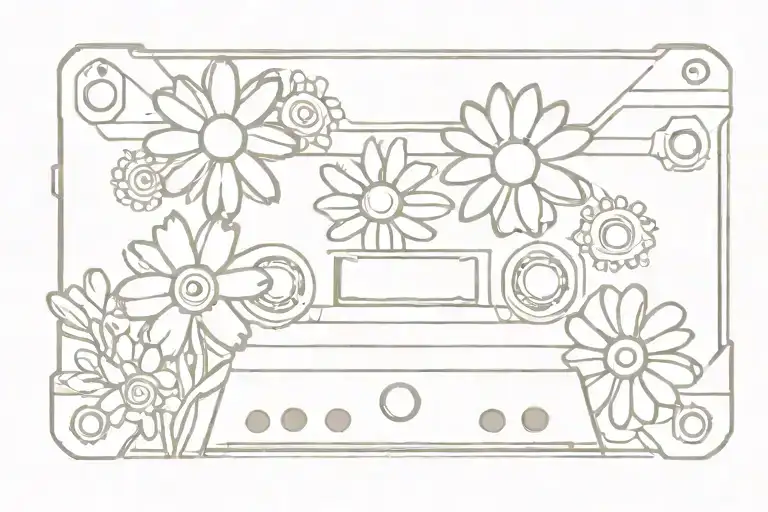 Cassette Tape With Cartoon Style Daisies