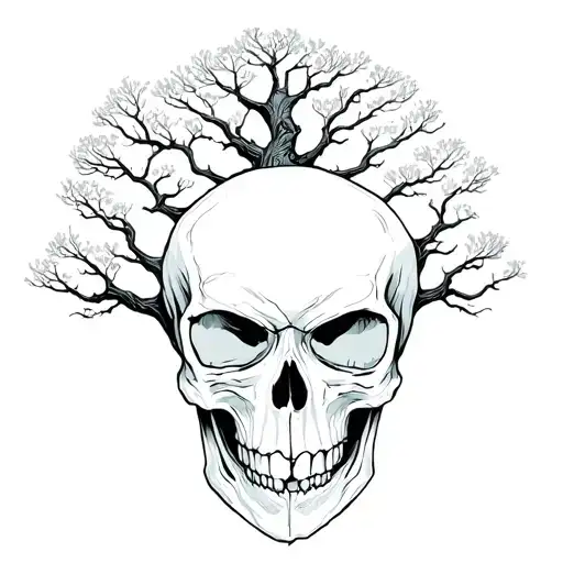 Big Skull And Death Tree On Top With A Very Small