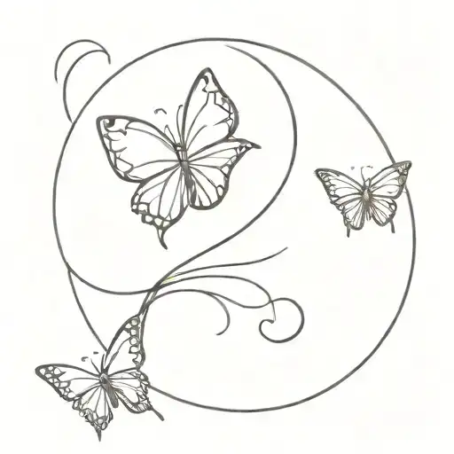 Moon And Butterfly With Vertical Continuous Line Back