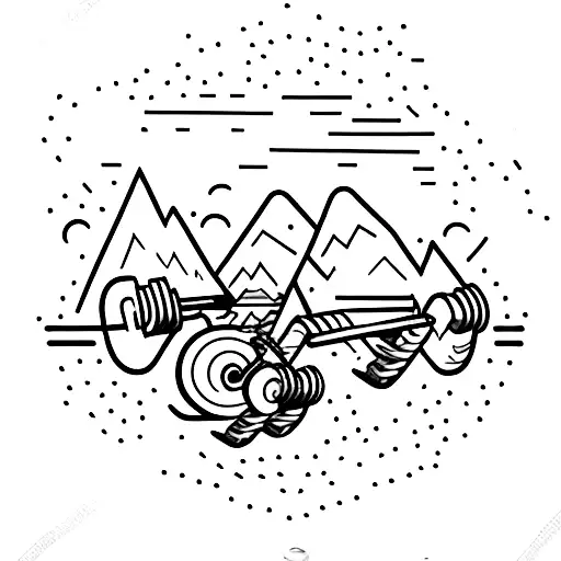Dumbbell And Mountain Peak Intertwined