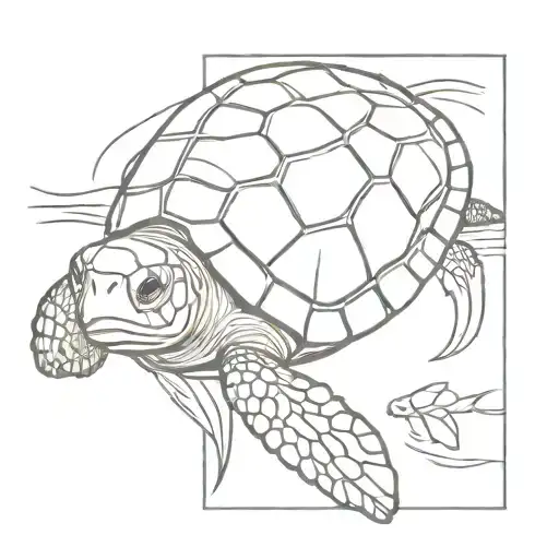 Loggerhead Caretta Trying To Reach Water