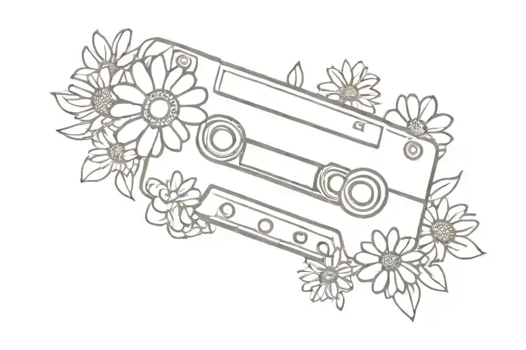 Cassette Tape With Daisies On It Fine Line