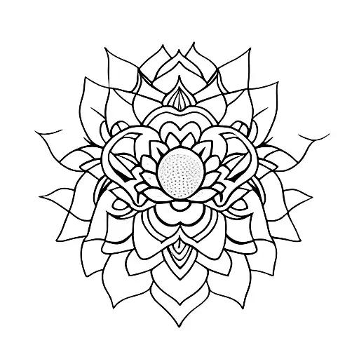 A Minimalist Tattoo Of A Lotus Flower Blooming Under A Shining Sun