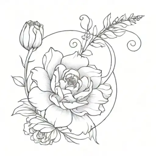 A Fibonacci Spiral Made Of Flowers Rose Tulip Peony Lavender Daisy