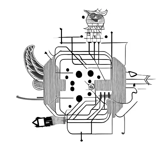 A Bird Perched On A Guitar Neck With Electrical Circuitry