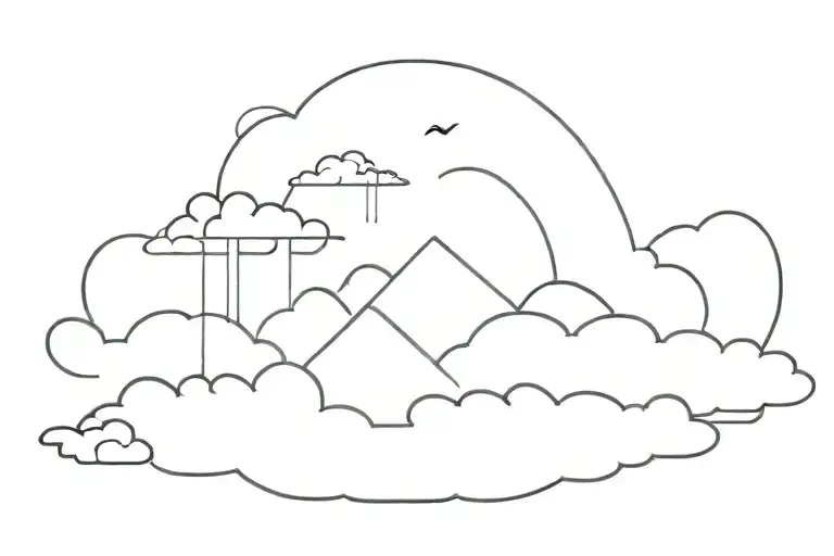 Beach On Top Of Clouds Floating