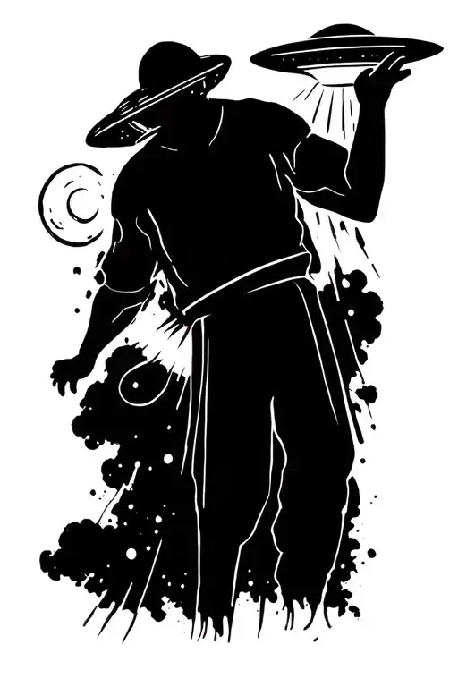 Man Getting Abducted By A Ufo Beaming