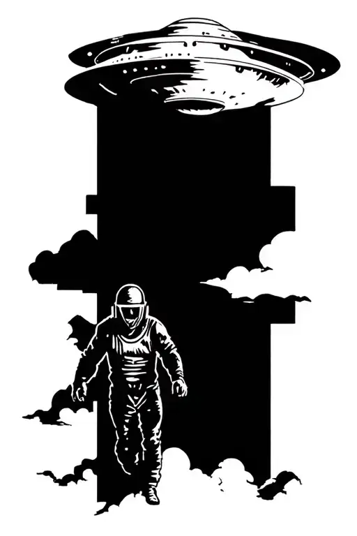 Man Getting Abducted By A Ufo Beaming