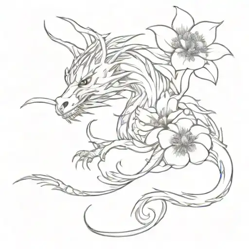 Dragon With Flowers