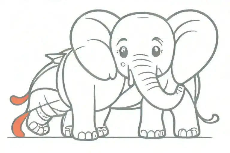 Muay Thai Cute Baby Elephant In Red Boxing Gloves Small Minimalist Tattoo For Women